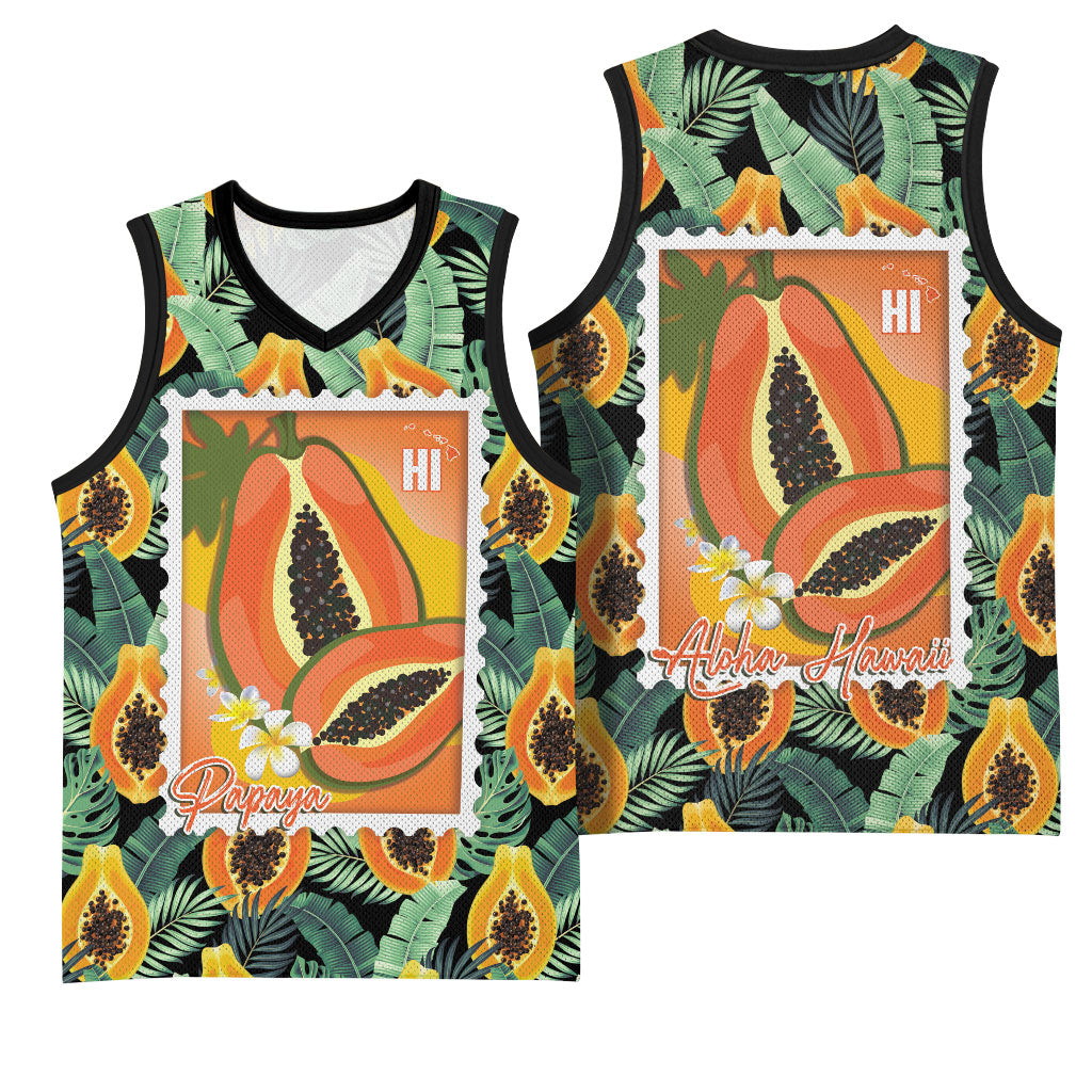 Aloha Hawaii Mikana Basketball Jersey Hawaiian Papaya Stylized Stamp LT14 - Polynesian Pride