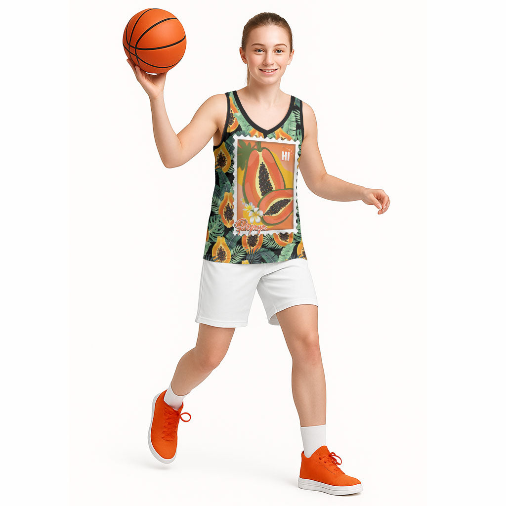 Aloha Hawaii Mikana Basketball Jersey Hawaiian Papaya Stylized Stamp LT14 - Polynesian Pride