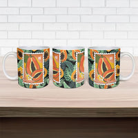Aloha Hawaii Mikana Ceramic Mug Hawaiian Papaya Stylized Stamp LT14 - Polynesian Pride