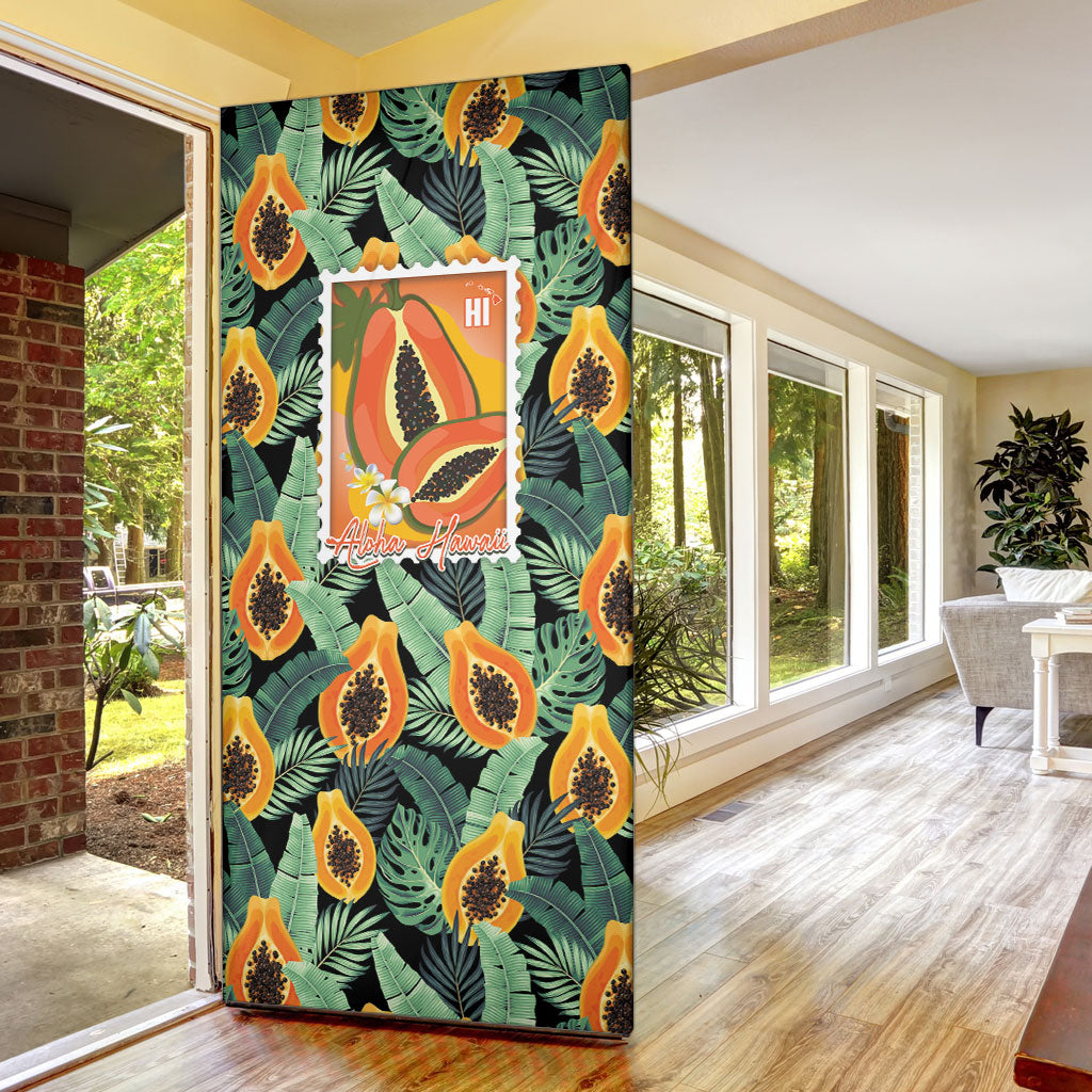 Aloha Hawaii Mikana Door Cover Hawaiian Papaya Stylized Stamp LT14 - Polynesian Pride