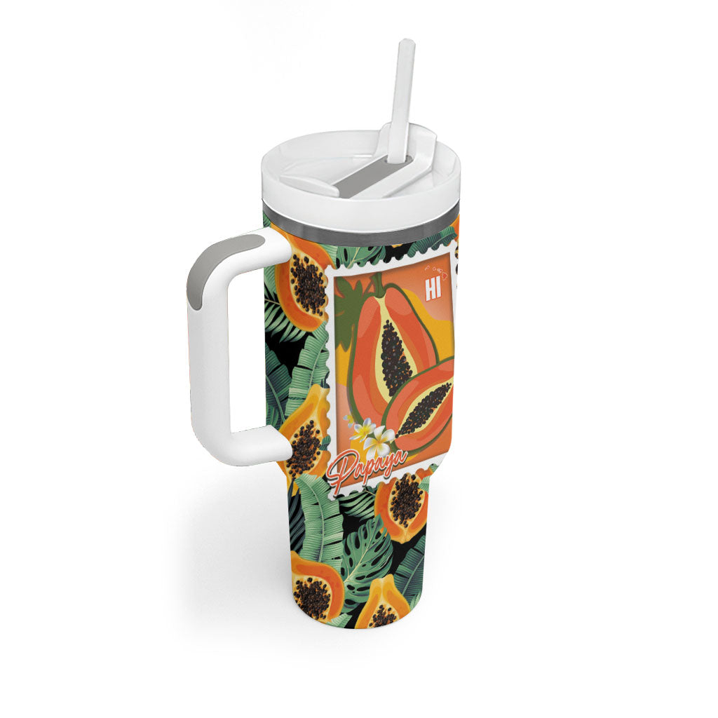 Aloha Hawaii Mikana Tumbler With Handle Hawaiian Papaya Stylized Stamp LT14 - Polynesian Pride