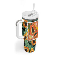 Aloha Hawaii Mikana Tumbler With Handle Hawaiian Papaya Stylized Stamp LT14 - Polynesian Pride