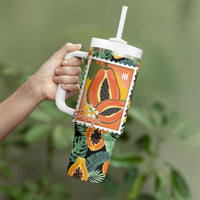 Aloha Hawaii Mikana Tumbler With Handle Hawaiian Papaya Stylized Stamp LT14 - Polynesian Pride