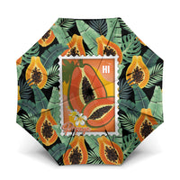 Aloha Hawaii Mikana Umbrella Hawaiian Papaya Stylized Stamp LT14 One Size Folded 11.42 inch Opened Diameter 37.4 inch Green - Polynesian Pride