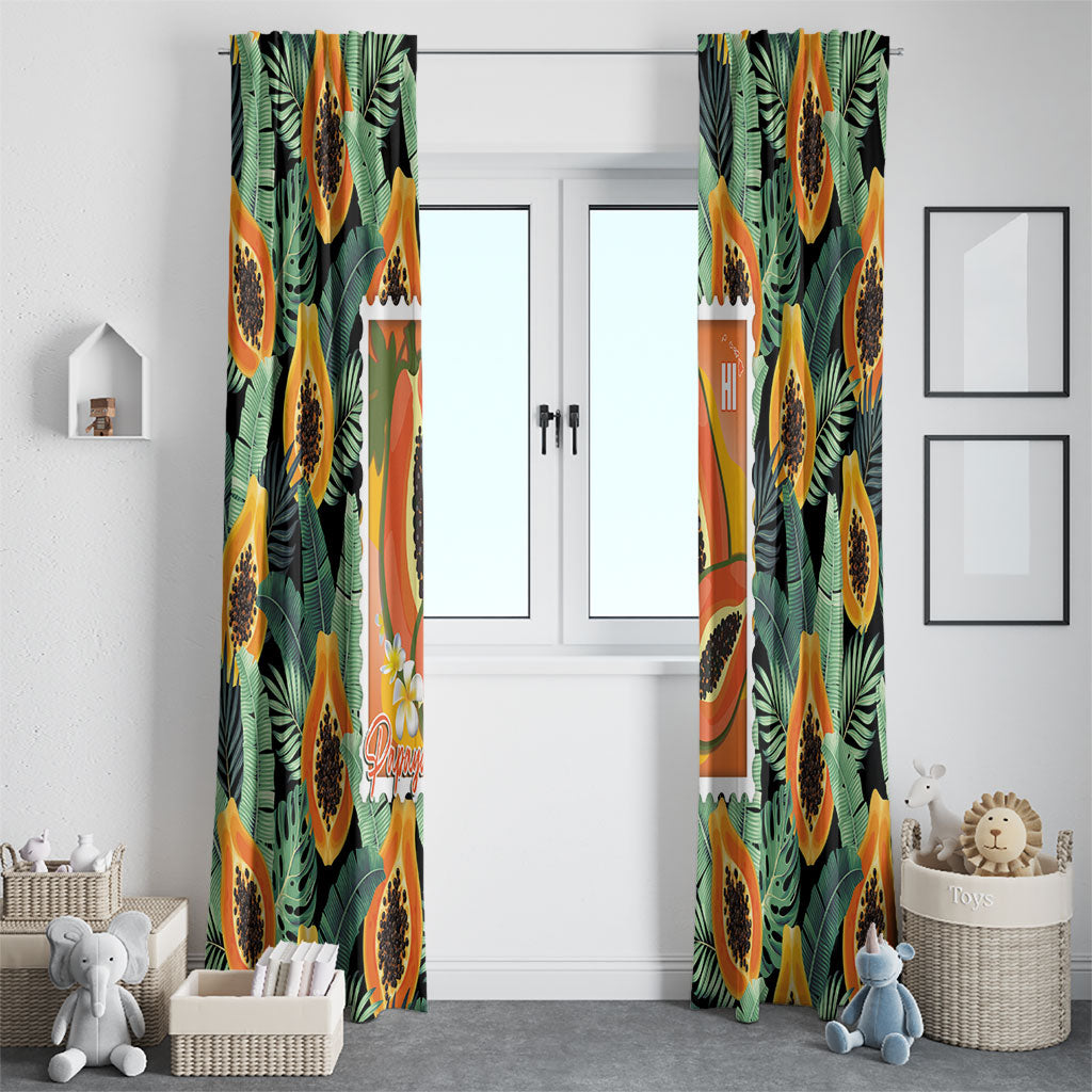 Aloha Hawaii Mikana Window Curtain Hawaiian Papaya Stylized Stamp LT14 - Polynesian Pride