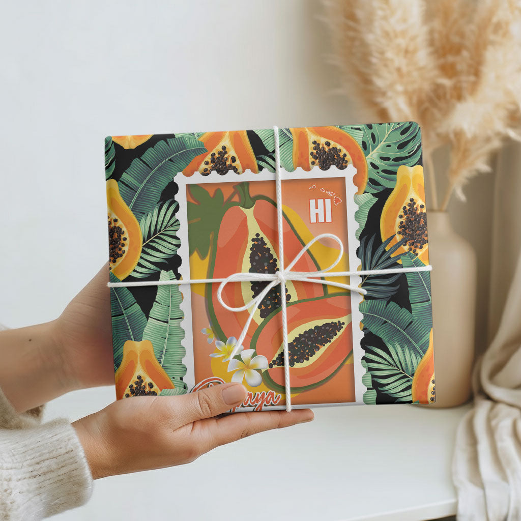Aloha Hawaii Mikana Wrapping Paper Hawaiian Papaya Stylized Stamp LT14 - Polynesian Pride