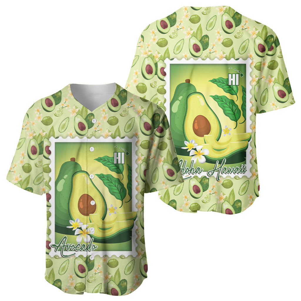 Aloha Hawaii Avocado Baseball Jersey Hawaiian Fruit Stylized Stamp LT14 - Polynesian Pride