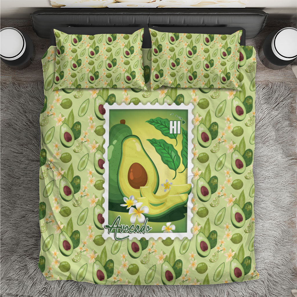 Aloha Hawaii Avocado Bedding Set Hawaiian Fruit Stylized Stamp LT14 Green - Polynesian Pride