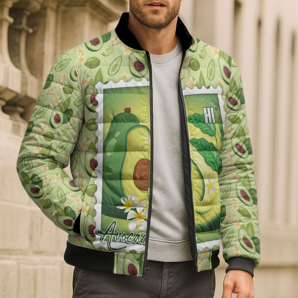 Aloha Hawaii Avocado Bomber Puffer Jacket Hawaiian Fruit Stylized Stamp LT14 - Polynesian Pride