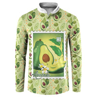 Aloha Hawaii Avocado Button Sweatshirt Hawaiian Fruit Stylized Stamp LT14 Green - Polynesian Pride