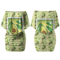 Aloha Hawaii Avocado Couples Matching Off Shoulder Short Dress and Long Sleeve Button Shirt Hawaiian Fruit Stylized Stamp LT14 - Polynesian Pride