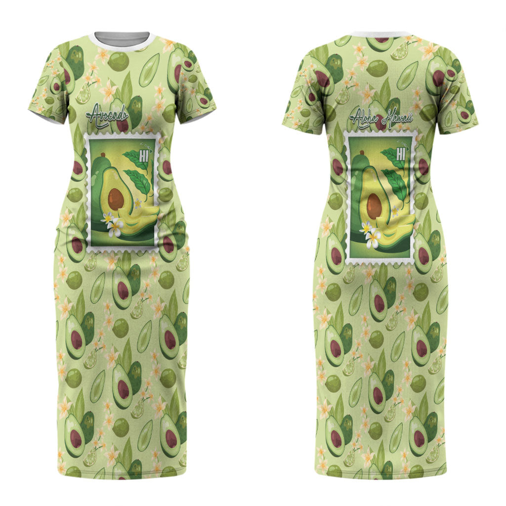 Aloha Hawaii Avocado Couples Matching Short Sleeve Bodycon Dress and Hawaiian Shirt Hawaiian Fruit Stylized Stamp LT14 - Polynesian Pride