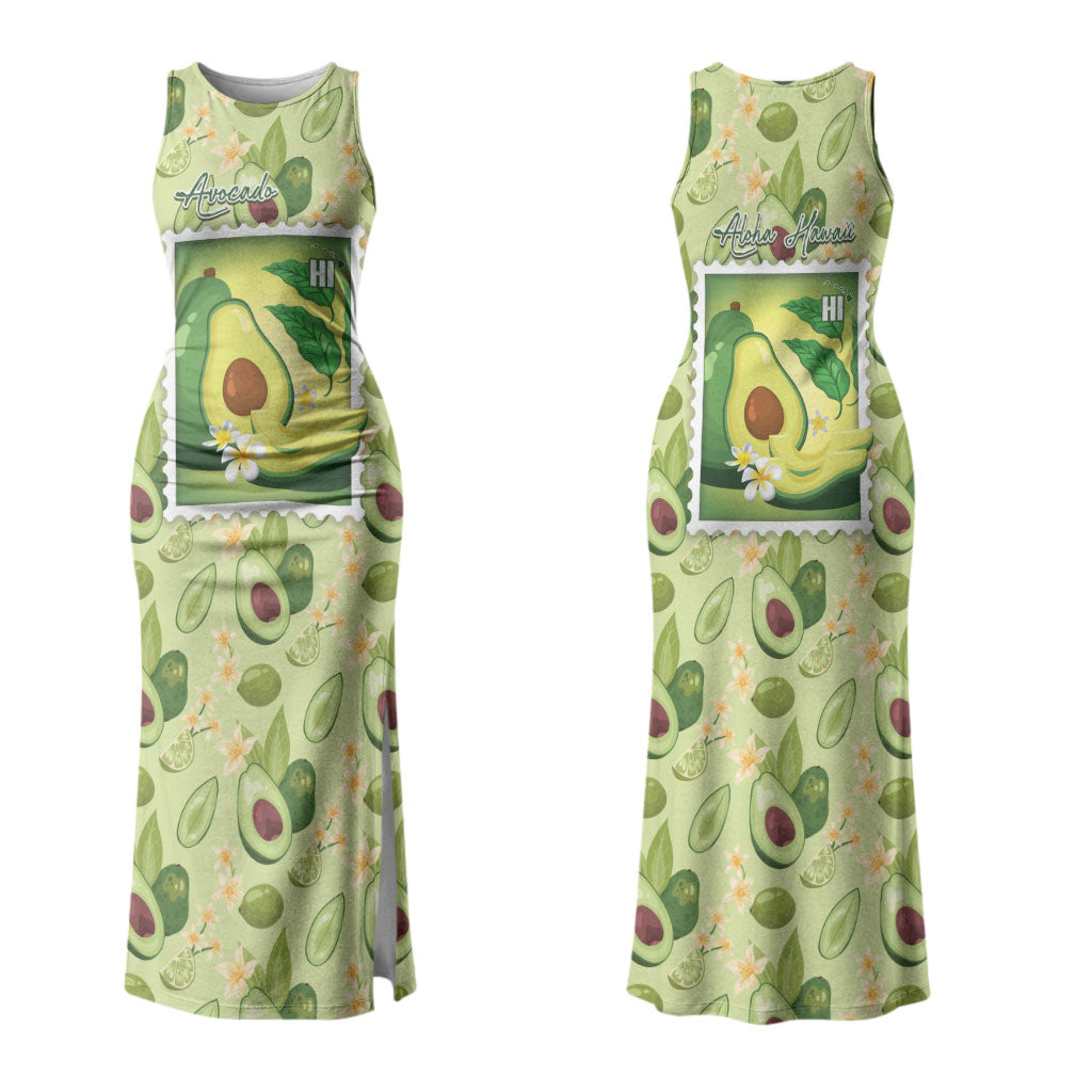 Aloha Hawaii Avocado Couples Matching Tank Maxi Dress and Long Sleeve Button Shirt Hawaiian Fruit Stylized Stamp LT14 - Polynesian Pride