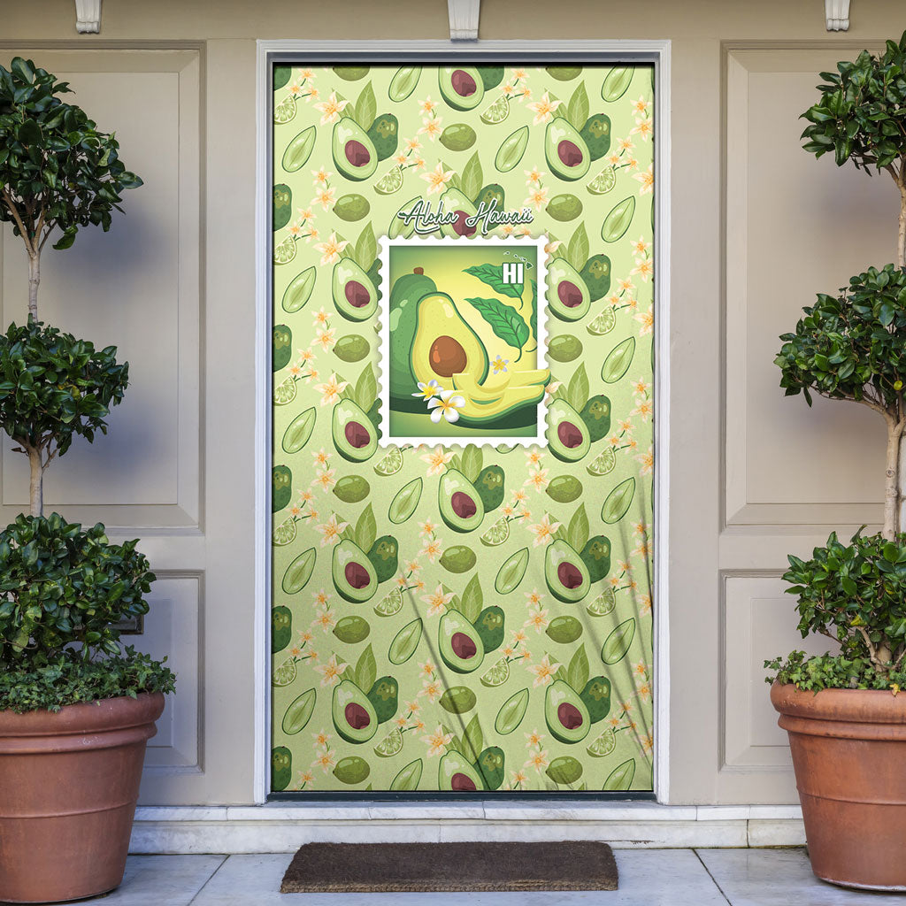 Aloha Hawaii Avocado Door Cover Hawaiian Fruit Stylized Stamp