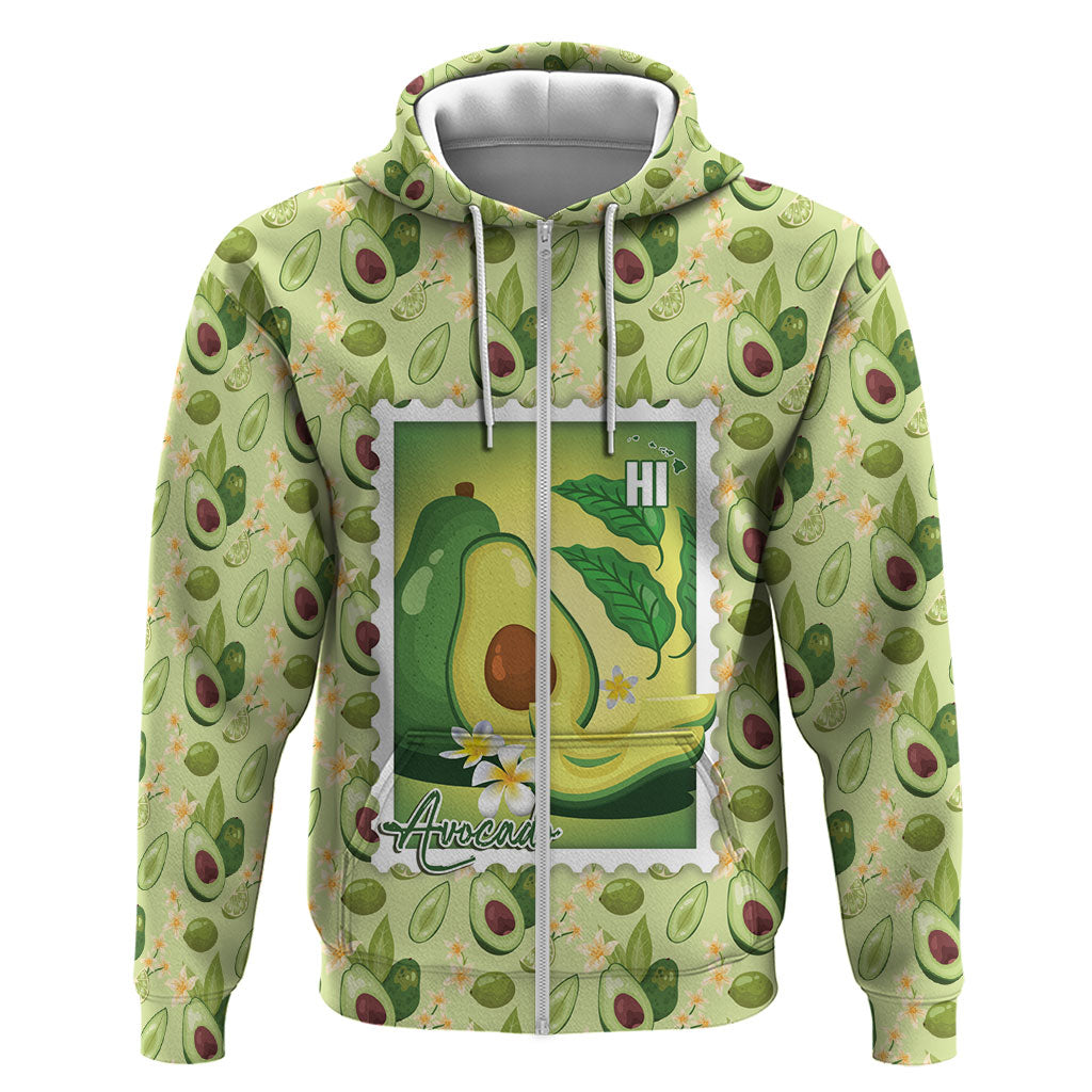 Aloha Hawaii Avocado Hoodie Hawaiian Fruit Stylized Stamp LT14 Zip Hoodie Green - Polynesian Pride