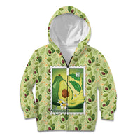 Aloha Hawaii Avocado Kid Hoodie Hawaiian Fruit Stylized Stamp LT14 Zip Hoodie Green - Polynesian Pride