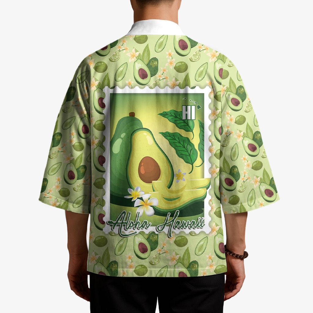 Aloha Hawaii Avocado Kimono Hawaiian Fruit Stylized Stamp LT14 - Polynesian Pride