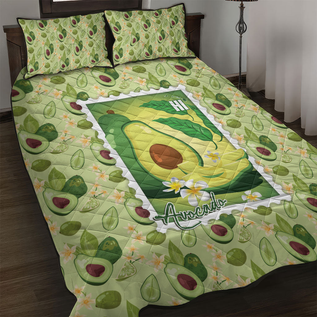 Aloha Hawaii Avocado Quilt Bed Set Hawaiian Fruit Stylized Stamp LT14 Green - Polynesian Pride