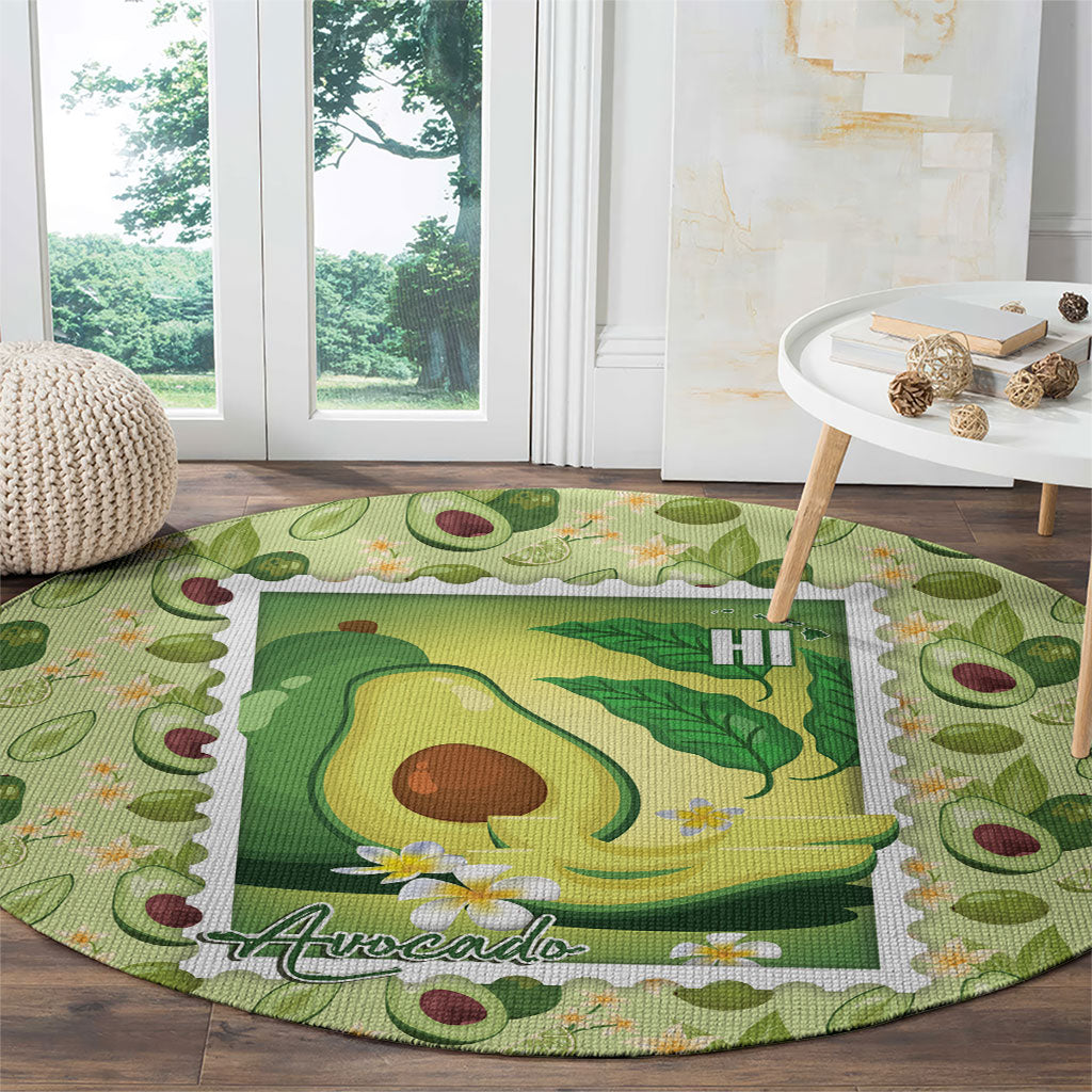 Aloha Hawaii Avocado Round Carpet Hawaiian Fruit Stylized Stamp LT14 - Polynesian Pride