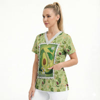 Aloha Hawaii Avocado Scrub Top Hawaiian Fruit Stylized Stamp LT14 - Polynesian Pride