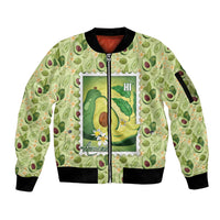 Aloha Hawaii Avocado Sleeve Zip Bomber Jacket Hawaiian Fruit Stylized Stamp LT14 Unisex Green - Polynesian Pride
