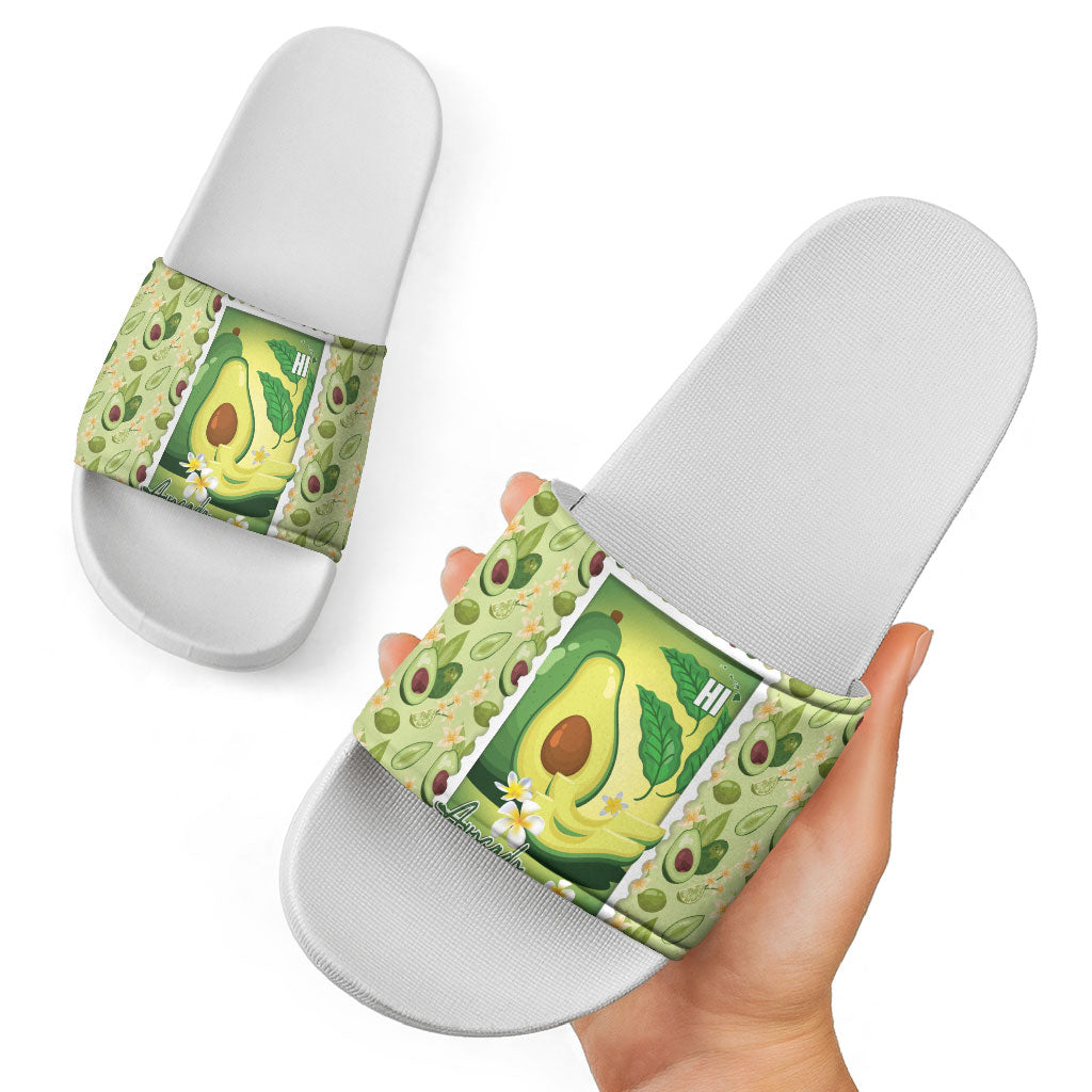 Aloha Hawaii Avocado Slide Sandals Hawaiian Fruit Stylized Stamp LT14 - Polynesian Pride