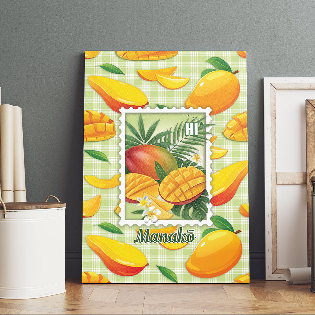 Aloha Hawaii Manako Palaka Motifs Canvas Wall Art Hawaiian Mango Stylized Stamp LT14 - Polynesian Pride