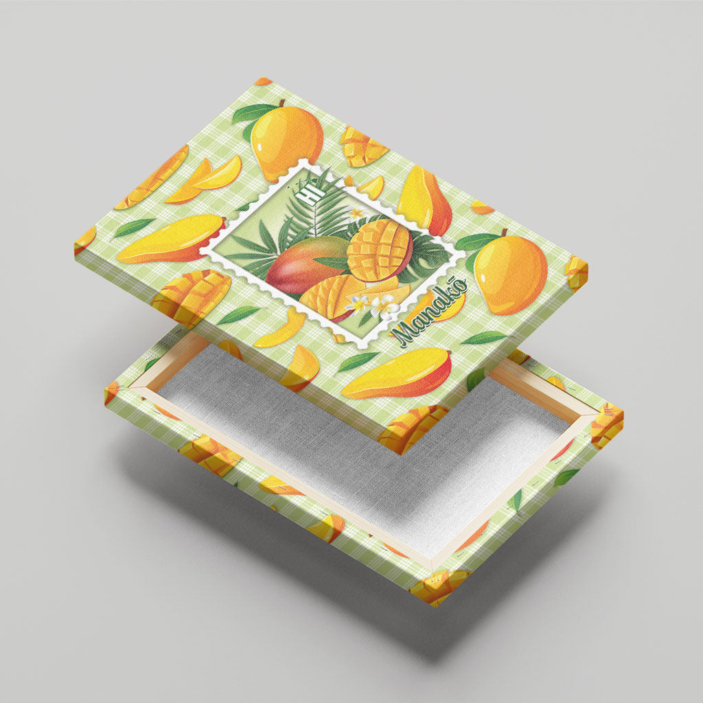 Aloha Hawaii Manako Palaka Motifs Canvas Wall Art Hawaiian Mango Stylized Stamp LT14 - Polynesian Pride