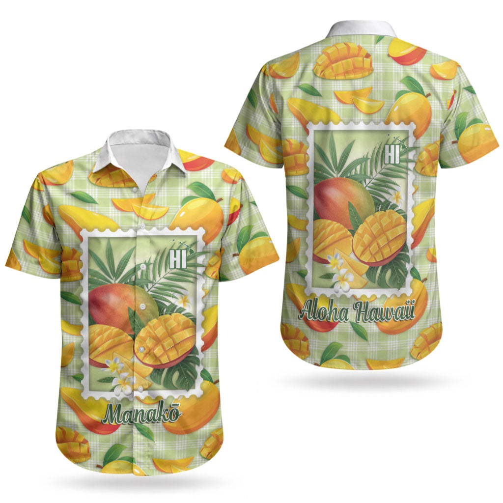Aloha Hawaii Manako Palaka Motifs Couples Matching Tank Maxi Dress and Hawaiian Shirt Hawaiian Mango Stylized Stamp LT14 - Polynesian Pride