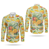 Aloha Hawaii Manako Palaka Motifs Couples Matching Tank Maxi Dress and Long Sleeve Button Shirt Hawaiian Mango Stylized Stamp LT14 - Polynesian Pride