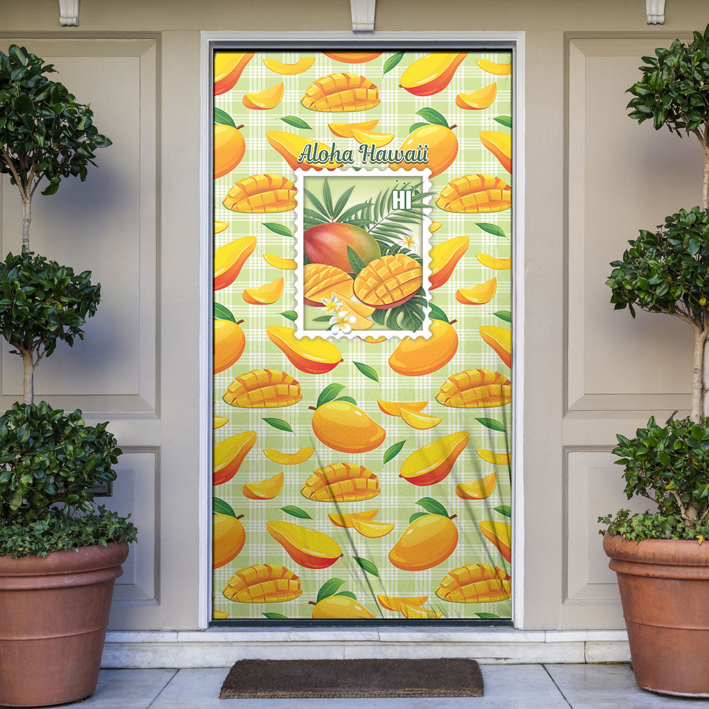 Aloha Hawaii Manako Palaka Motifs Door Cover Hawaiian Mango Stylized Stamp