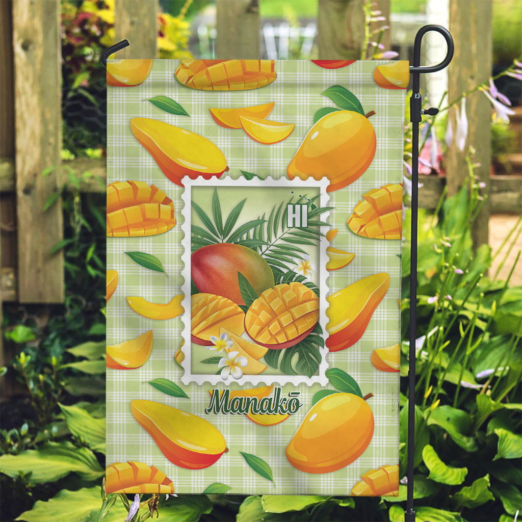 Aloha Hawaii Manako Palaka Motifs Garden Flag Hawaiian Mango Stylized Stamp LT14 Garden Flag Yellow - Polynesian Pride