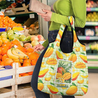 Aloha Hawaii Manako Palaka Motifs Grocery Bag Hawaiian Mango Stylized Stamp LT14 - Polynesian Pride