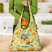 Aloha Hawaii Manako Palaka Motifs Grocery Bag Hawaiian Mango Stylized Stamp LT14 - Polynesian Pride