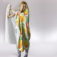 Aloha Hawaii Manako Palaka Motifs Hooded Blanket Hawaiian Mango Stylized Stamp LT14 - Polynesian Pride