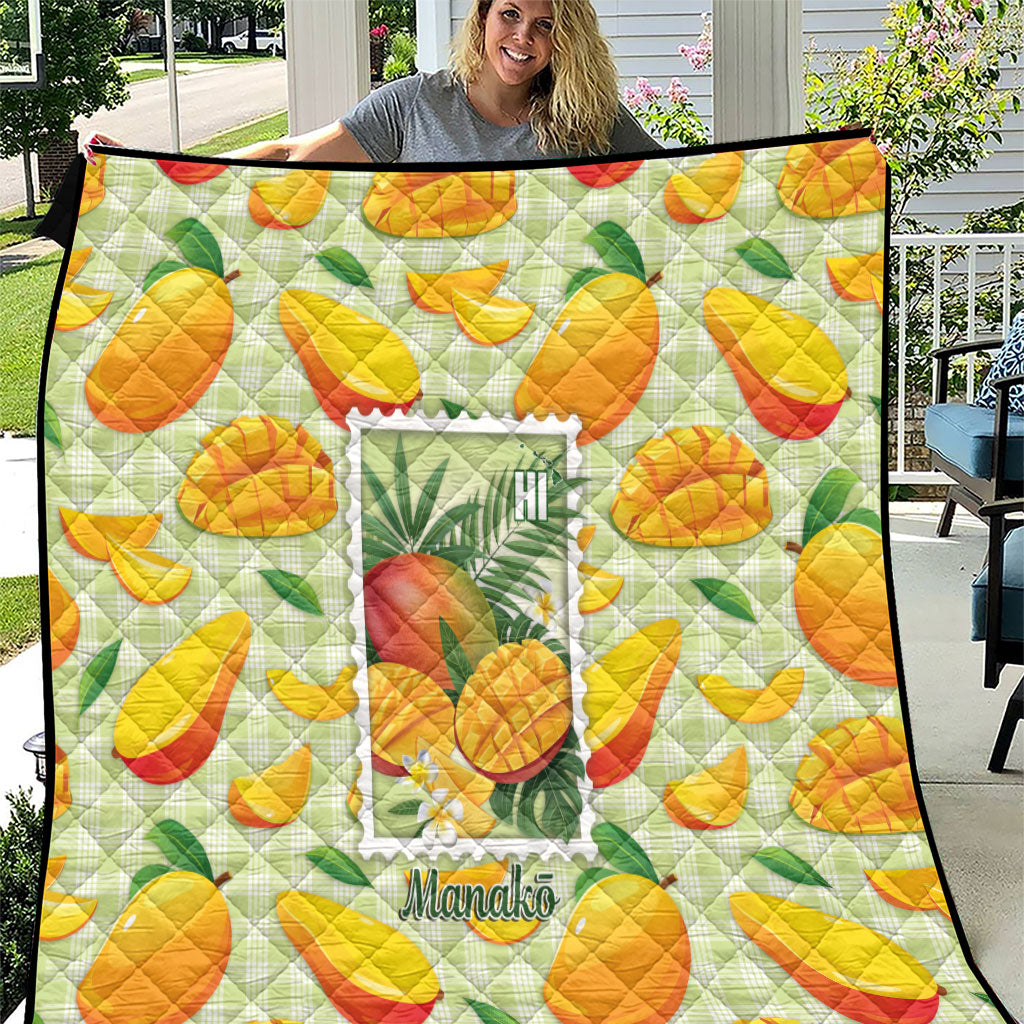 Aloha Hawaii Manako Palaka Motifs Quilt Hawaiian Mango Stylized Stamp LT14 Yellow - Polynesian Pride