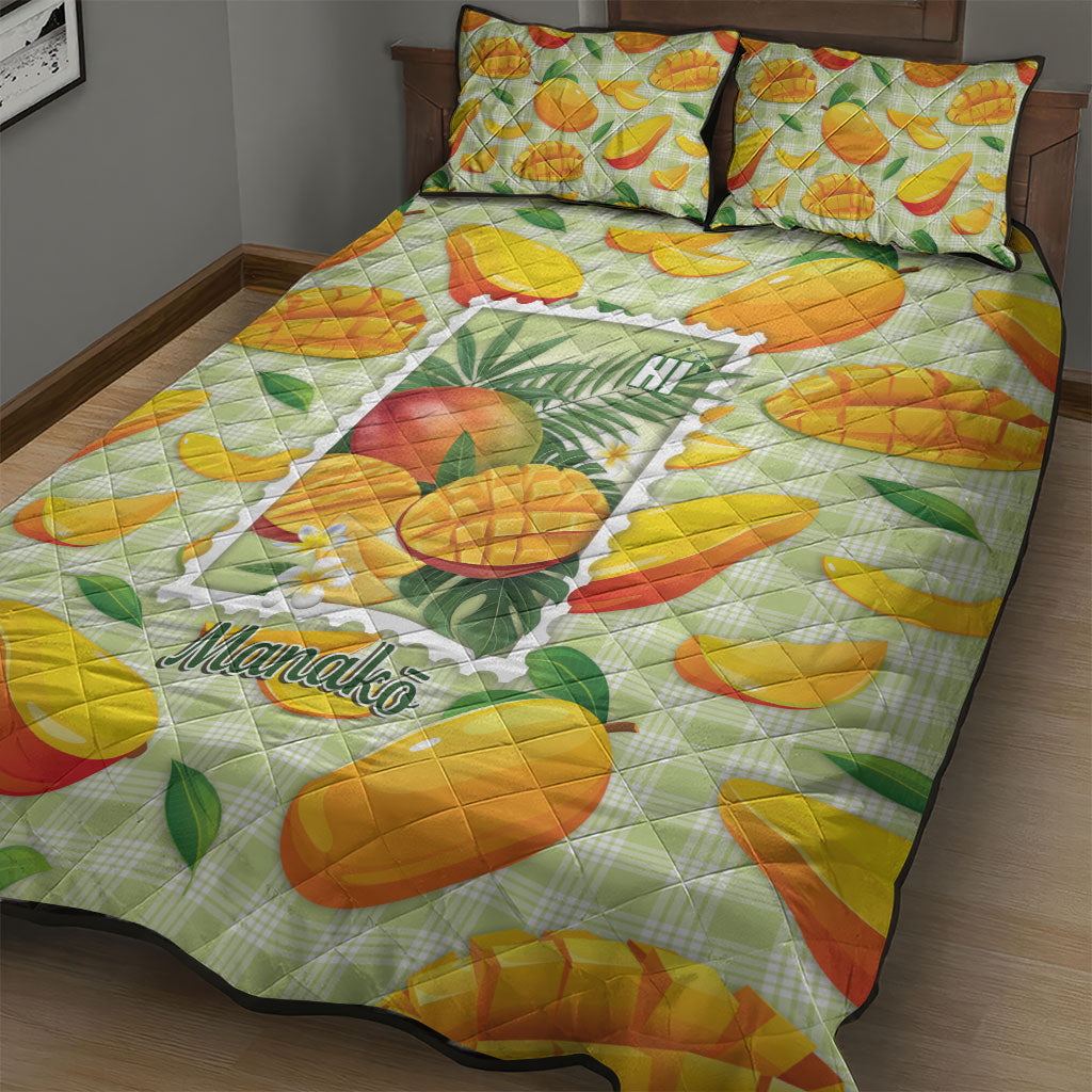 Aloha Hawaii Manako Palaka Motifs Quilt Bed Set Hawaiian Mango Stylized Stamp LT14 - Polynesian Pride