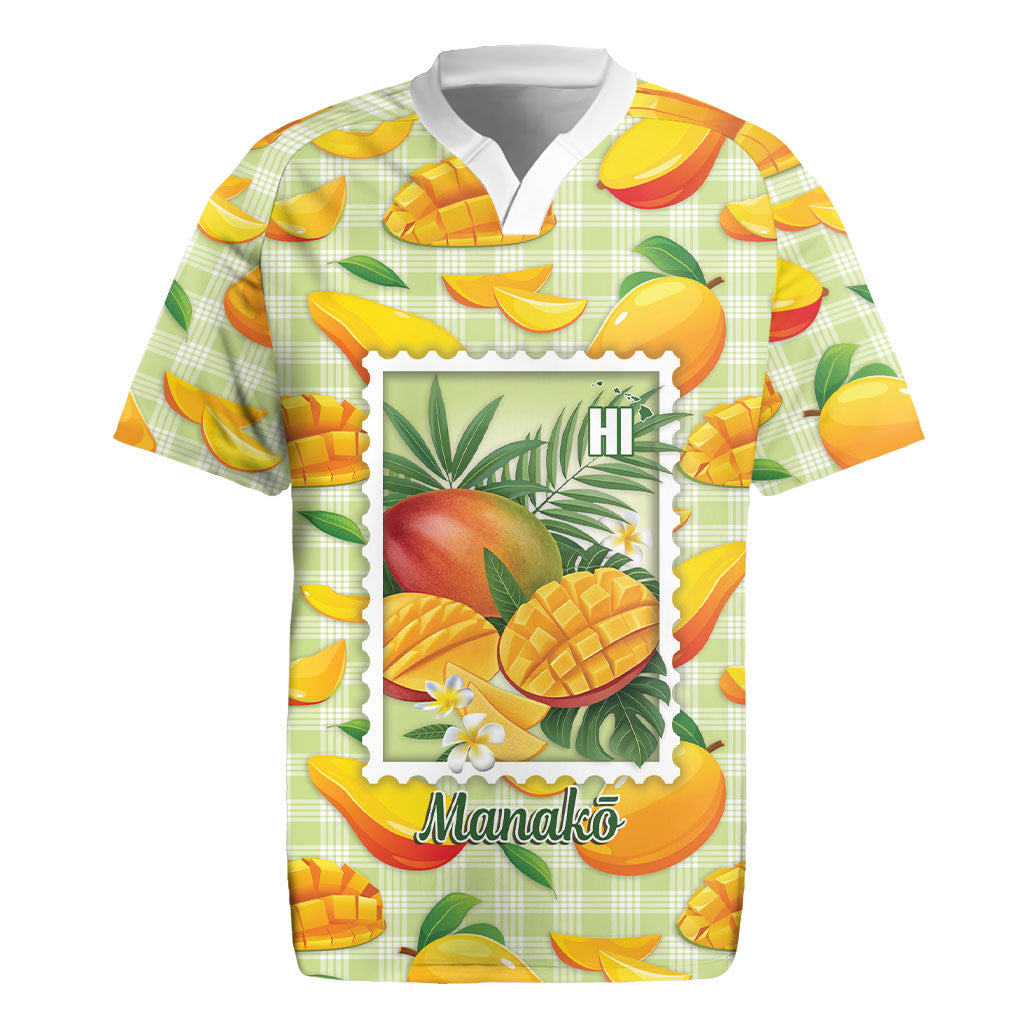 Aloha Hawaii Manako Palaka Motifs Rugby Jersey Hawaiian Mango Stylized Stamp