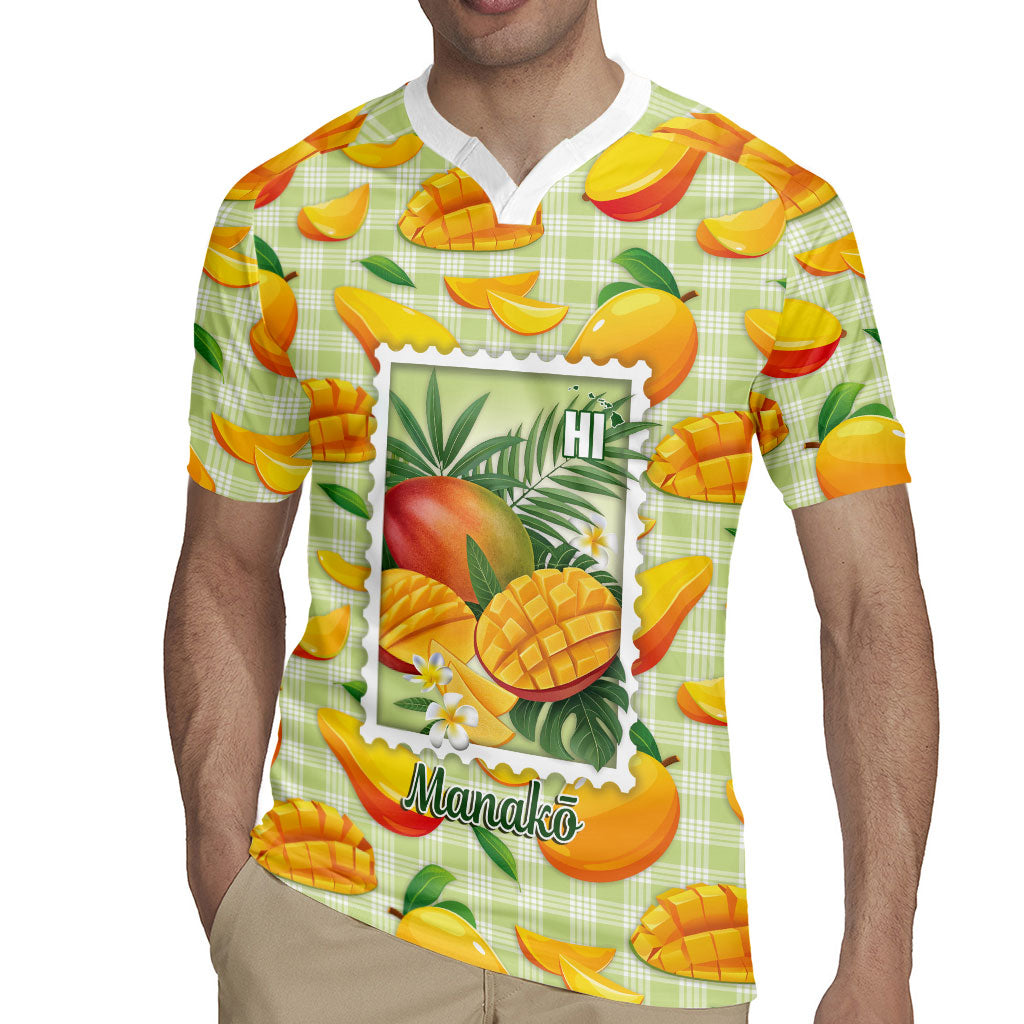Aloha Hawaii Manako Palaka Motifs Rugby Jersey Hawaiian Mango Stylized Stamp LT14 - Polynesian Pride