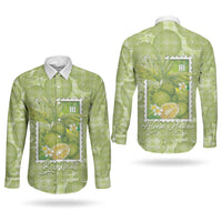 Aloha Hawaii Ulu Palaka Motifs Couples Matching Off Shoulder Short Dress and Long Sleeve Button Shirt Hawaiian Breadfruit Stylized Stamp LT14 - Polynesian Pride