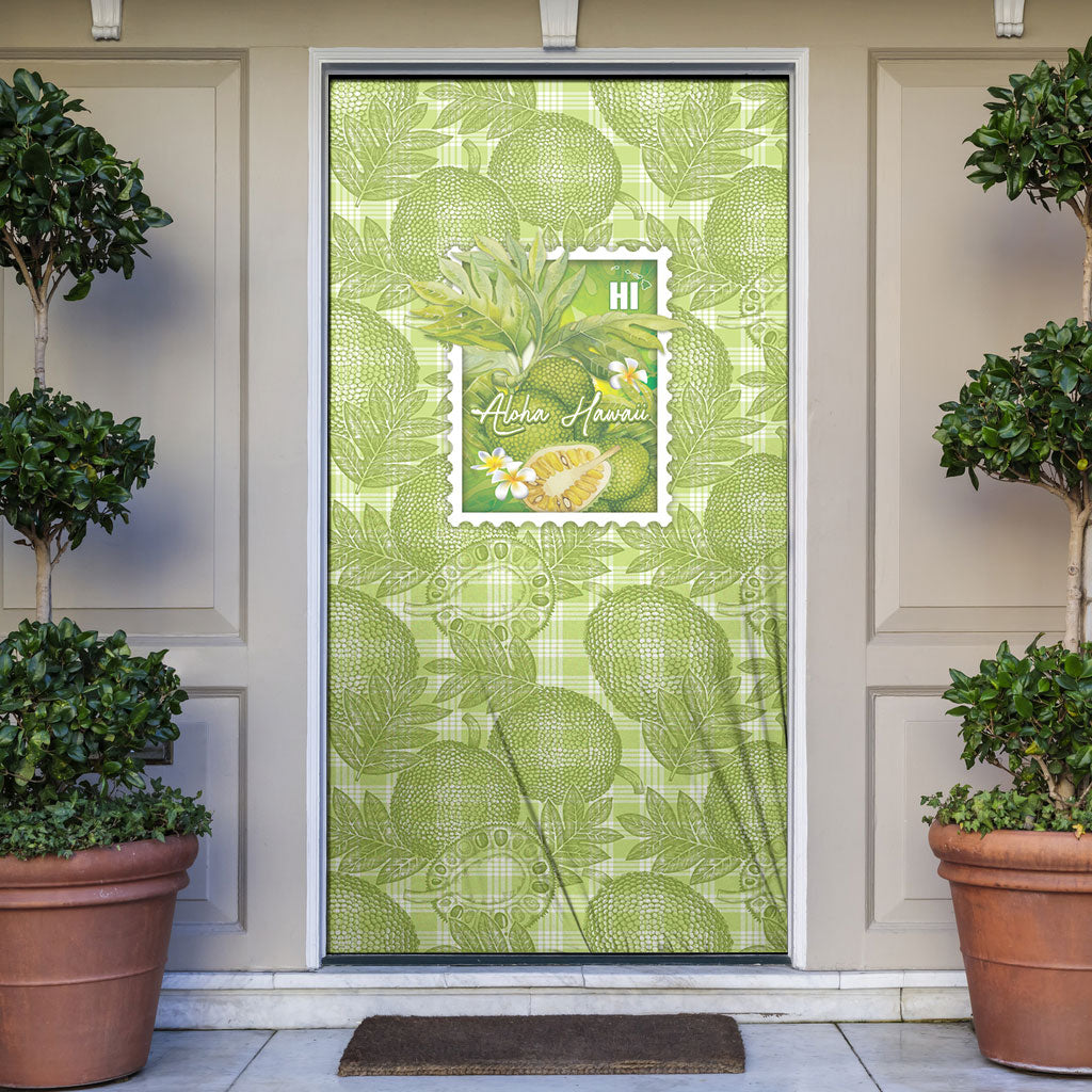 Aloha Hawaii Ulu Palaka Motifs Door Cover Hawaiian Breadfruit Stylized Stamp