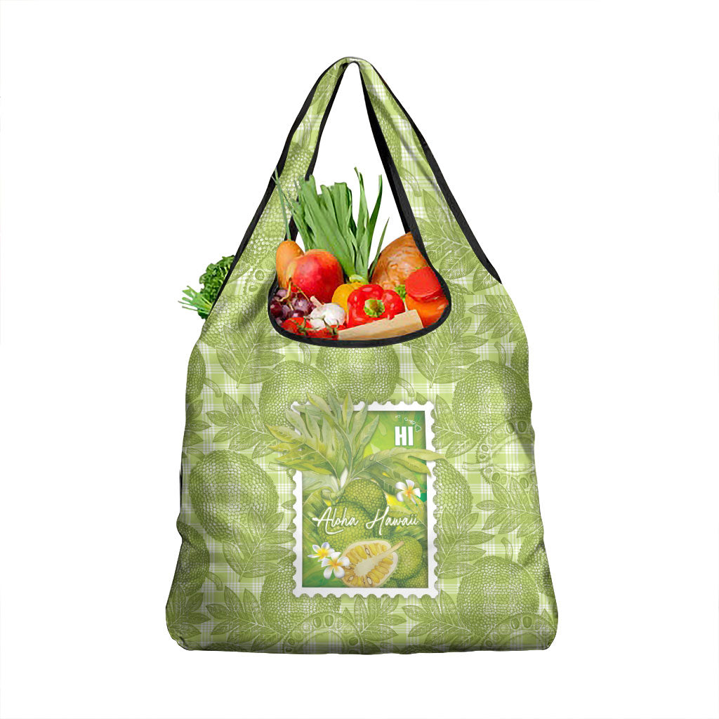 Aloha Hawaii Ulu Palaka Motifs Grocery Bag Hawaiian Breadfruit Stylized Stamp