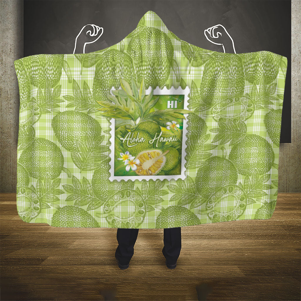 Aloha Hawaii Ulu Palaka Motifs Hooded Blanket Hawaiian Breadfruit Stylized Stamp LT14 - Polynesian Pride