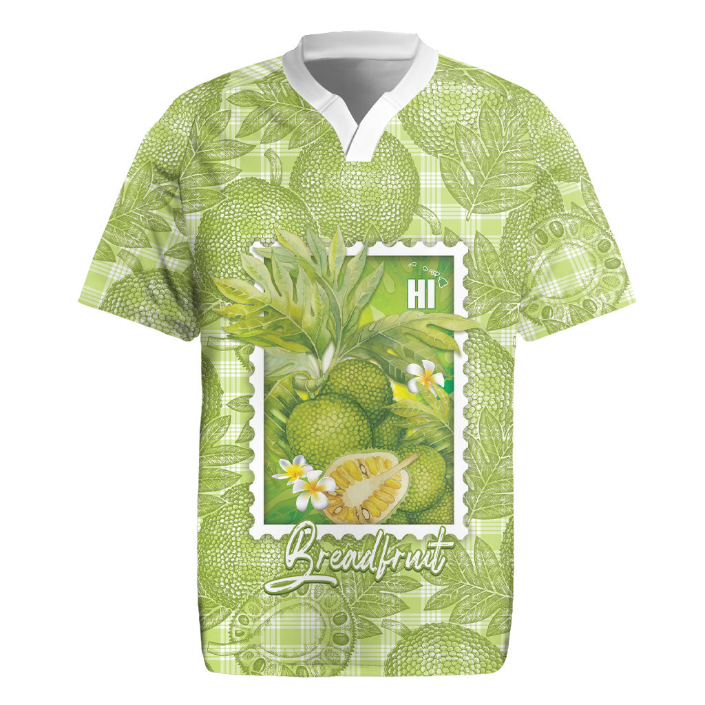 Aloha Hawaii Ulu Palaka Motifs Rugby Jersey Hawaiian Breadfruit Stylized Stamp