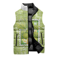 Aloha Hawaii Ulu Palaka Motifs Sleeveless Puffer Jacket Hawaiian Breadfruit Stylized Stamp LT14 - Polynesian Pride