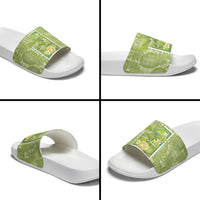 Aloha Hawaii Ulu Palaka Motifs Slide Sandals Hawaiian Breadfruit Stylized Stamp LT14 - Polynesian Pride