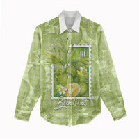 Aloha Hawaii Ulu Palaka Motifs Women Casual Shirt Hawaiian Breadfruit Stylized Stamp LT14 - Polynesian Pride