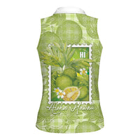 Aloha Hawaii Ulu Palaka Motifs Women Sleeveless Polo Shirt Hawaiian Breadfruit Stylized Stamp LT14 - Polynesian Pride