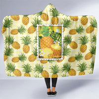 Aloha Hawaii Hala Kahiki Palaka Motifs Hooded Blanket Hawaiian Pineapple Stylized Stamp LT14 One Size Yellow - Polynesian Pride