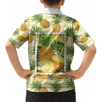Aloha Hawaii Hala Kahiki Palaka Motifs Kid Hawaiian Shirt Hawaiian Pineapple Stylized Stamp LT14 - Polynesian Pride